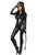 Wet Look Faux Leather Zipper Front Catsuit