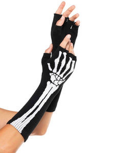 Woven Skeleton Fingerless Gloves