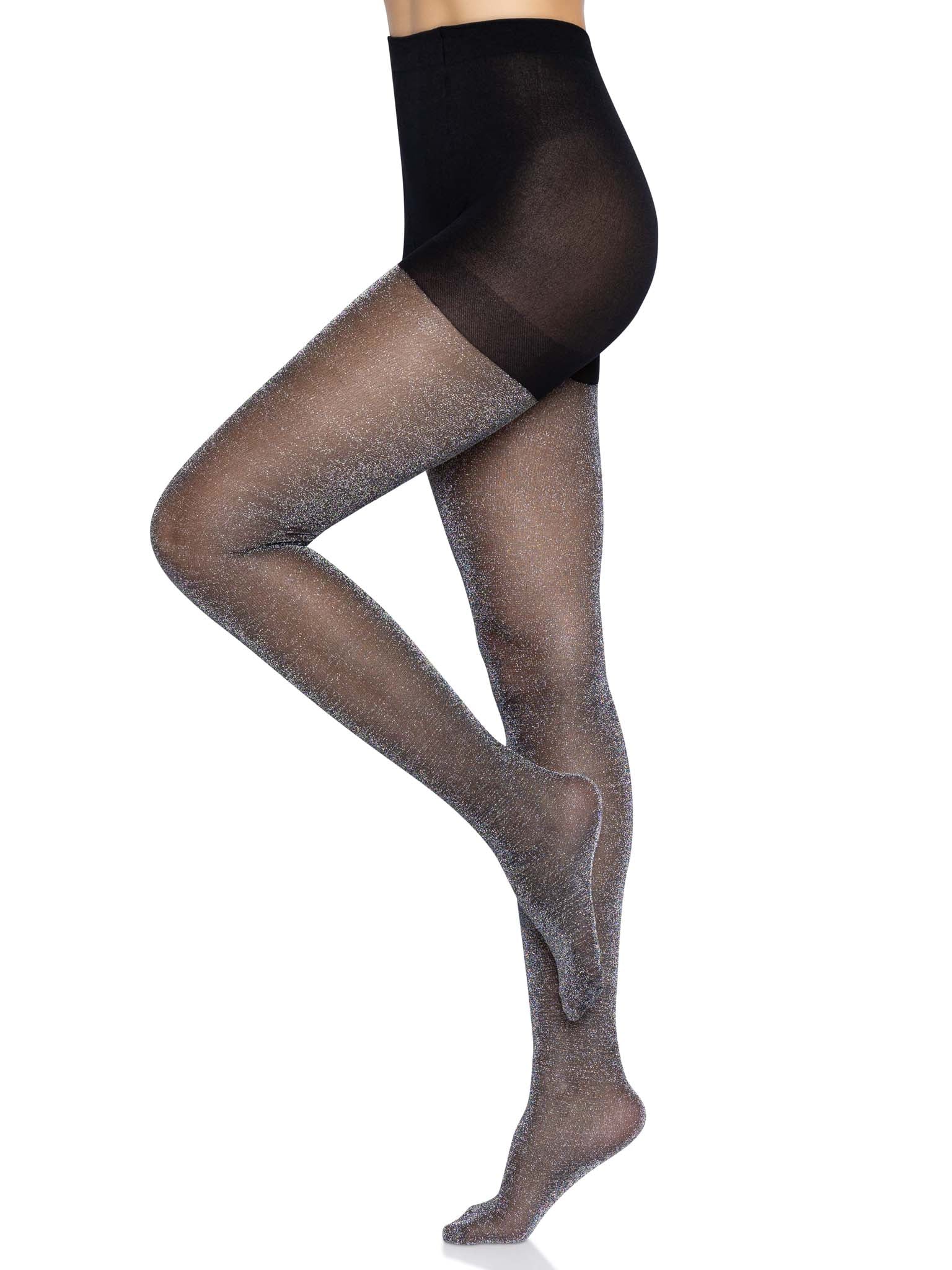 Black Shimmer Tights for Women Long Lasting Satin Gloss Luxury Glamour Leg  Look SML Fiore 