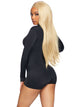 Zipper Front Long Sleeved Matte Romper