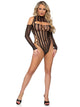 Striped Fishnet Keyhole Bodysuit