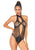 Fishnet Plunging X-Strap Teddy