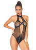 Fishnet Plunging X-Strap Teddy