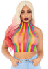 High Voltage Rainbow Fishnet Crop Top