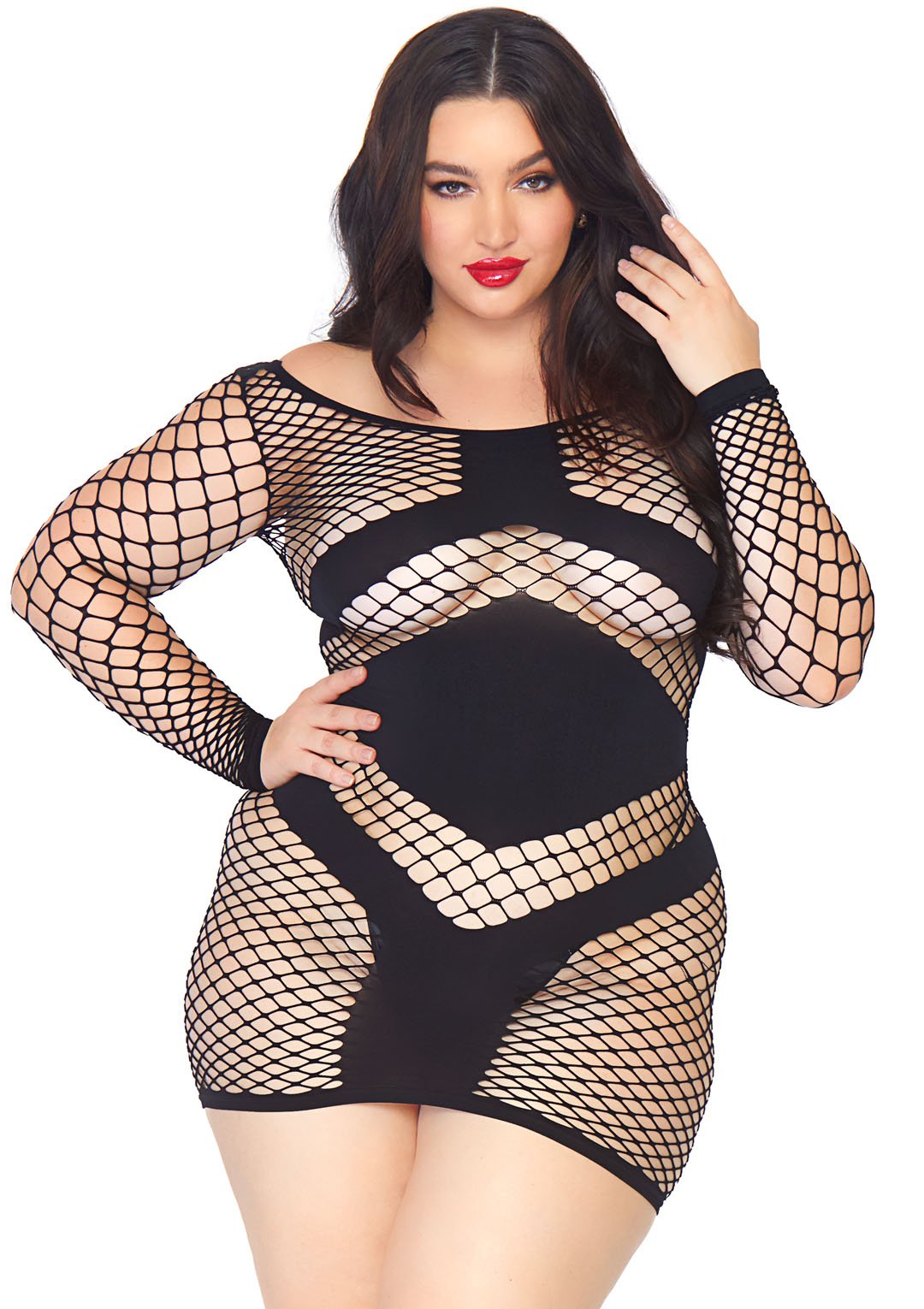 Dropship Sexy Fishnet One Shoulder Club Dress With Chest Wrap And