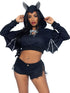 Bat Cropped Hoodie With Wings