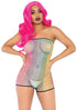 Rainbow Fishnet Strapless Romper