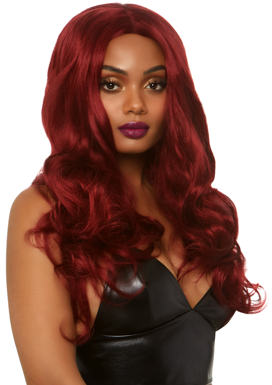 27" Long Wavy Center Part Black Wig